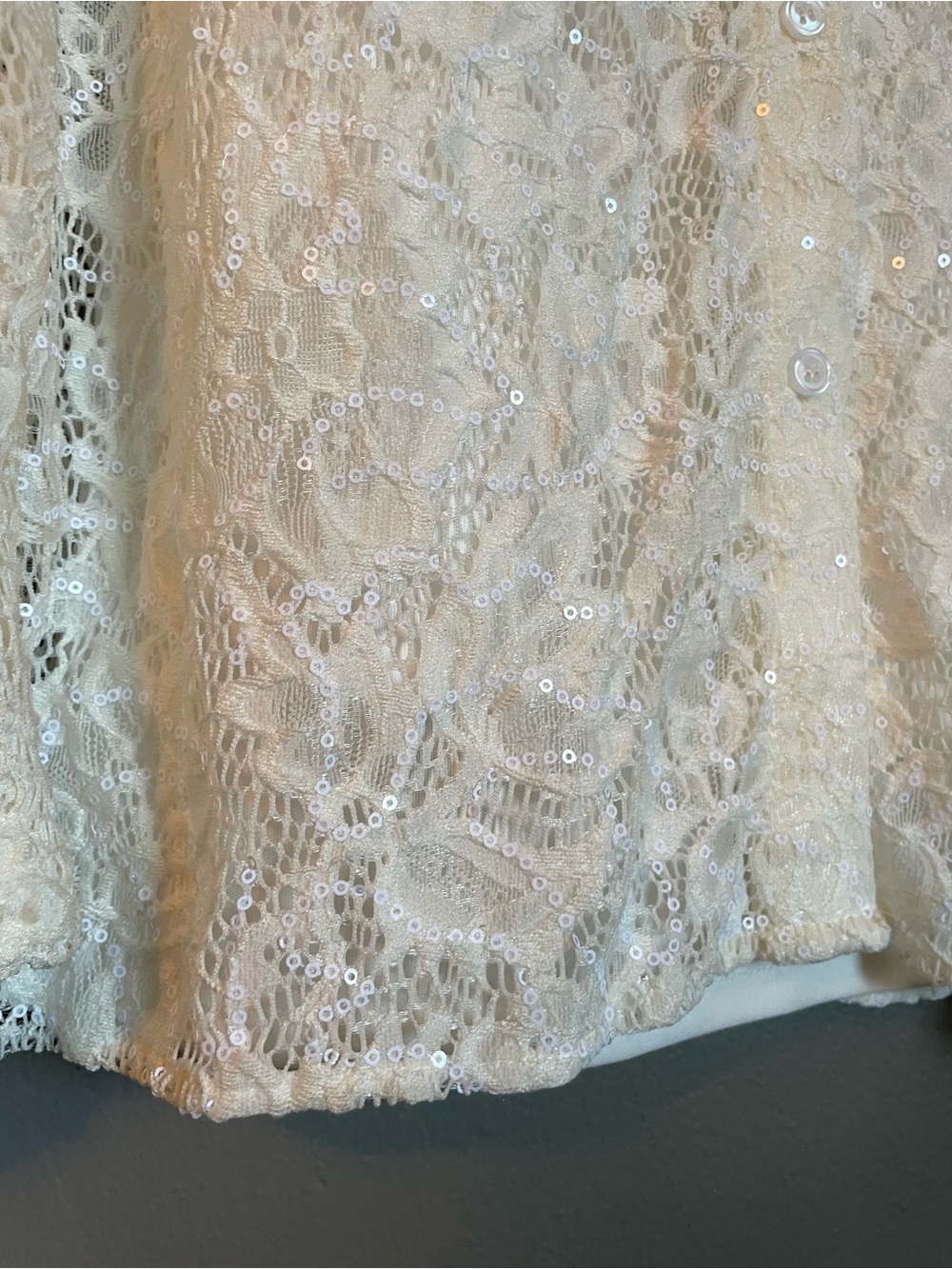 NWT Vince Camuto Sz 1X Ivory Long Sleeve Lace Fold-Collar Blouse Top Ret $109! - Picture 3 of 13